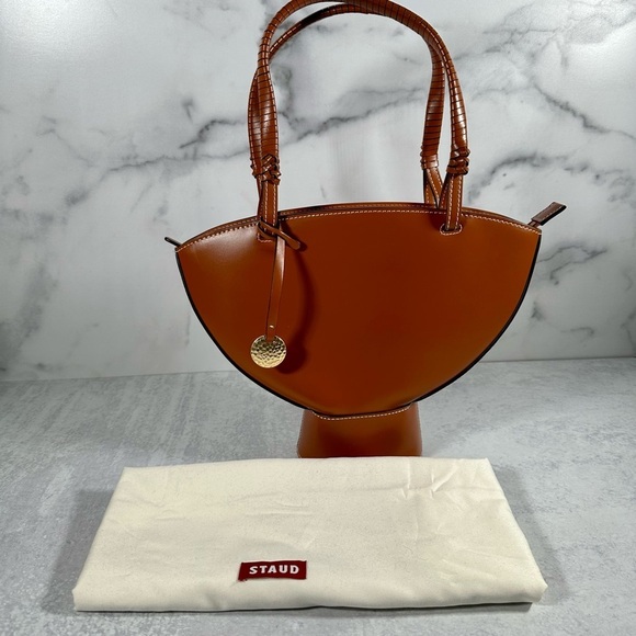 Staud Brown Leather Lantern Handbag - Picture 1 of 5